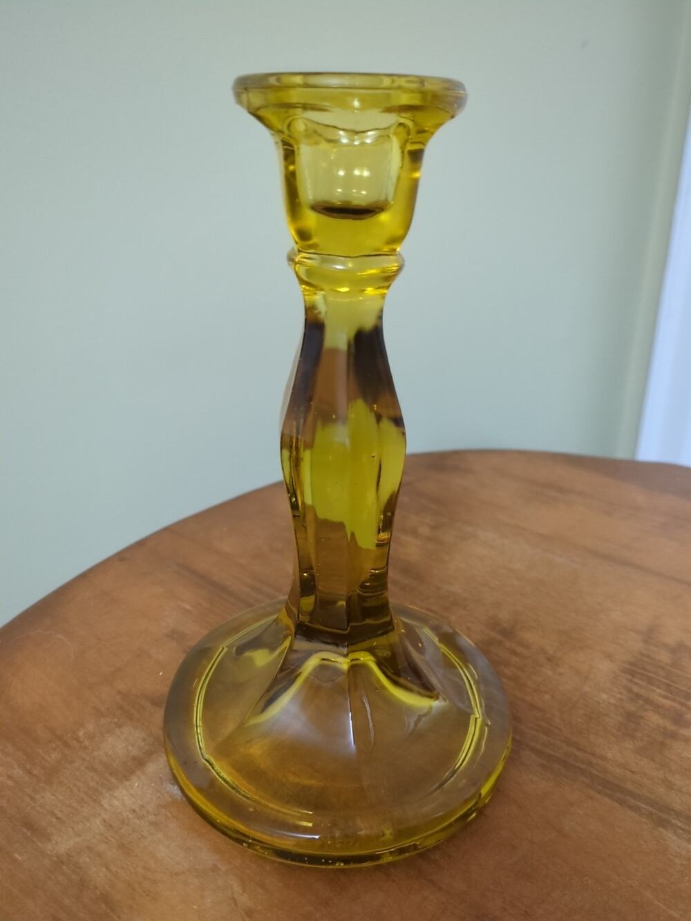 Paden City Glass Vintage Light Amber Candlestick #114 7 1/2" Tall